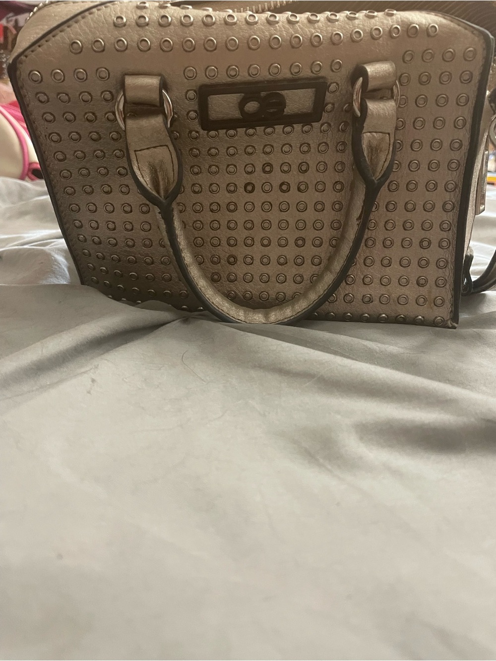 Cloe Metallic Bronze Studded Crossbody Purse - Picture 2 of 3